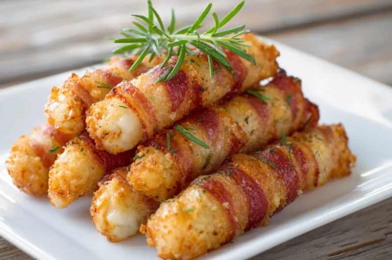 Crispy Bacon Wrapped Mozzarella Sticks Recipe