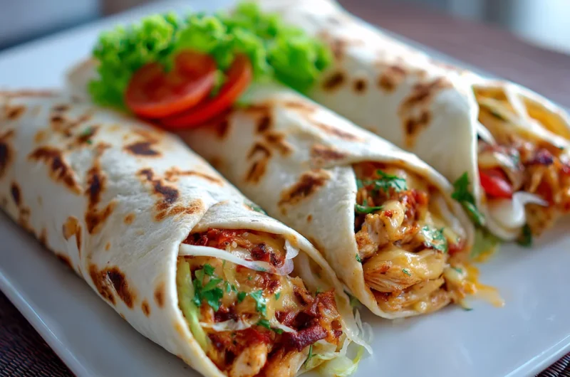 Cheesy Garlic Chicken Wraps Recipe