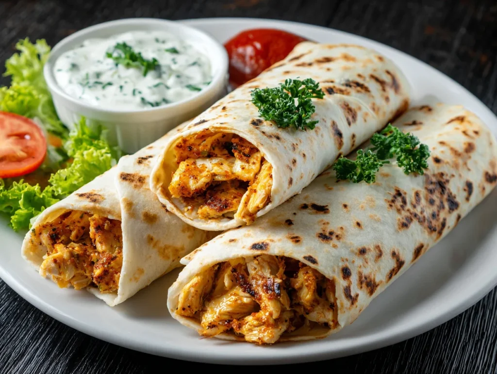 Cheesy Garlic Chicken Wraps