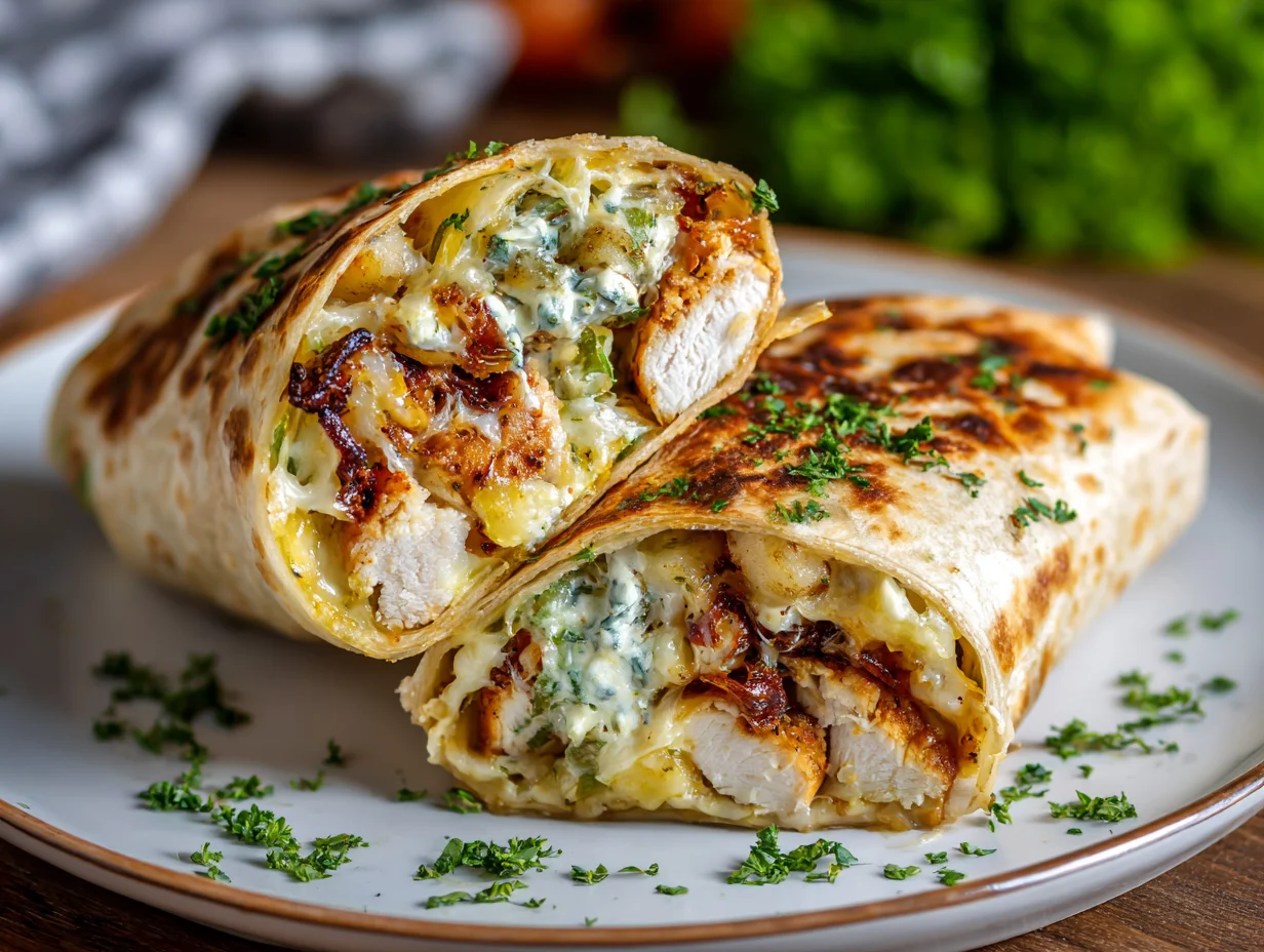 Cheesy Garlic Chicken Wraps