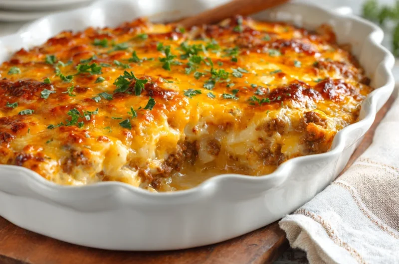 Cheesy Ground Beef & Potato Casserole Recipe