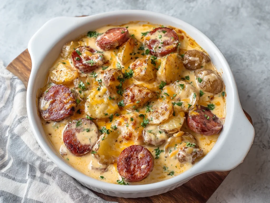 Cheesy Ranch Potatoes and Smoked Sausage