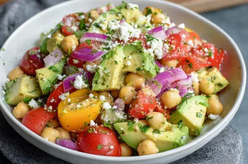 Fresh Chickpea Feta Avocado Salad Recipe