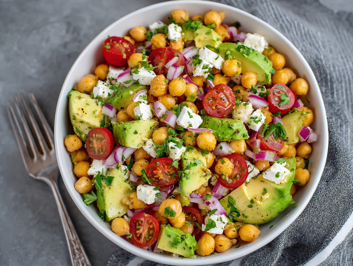 Chickpea Feta Avocado Salad
