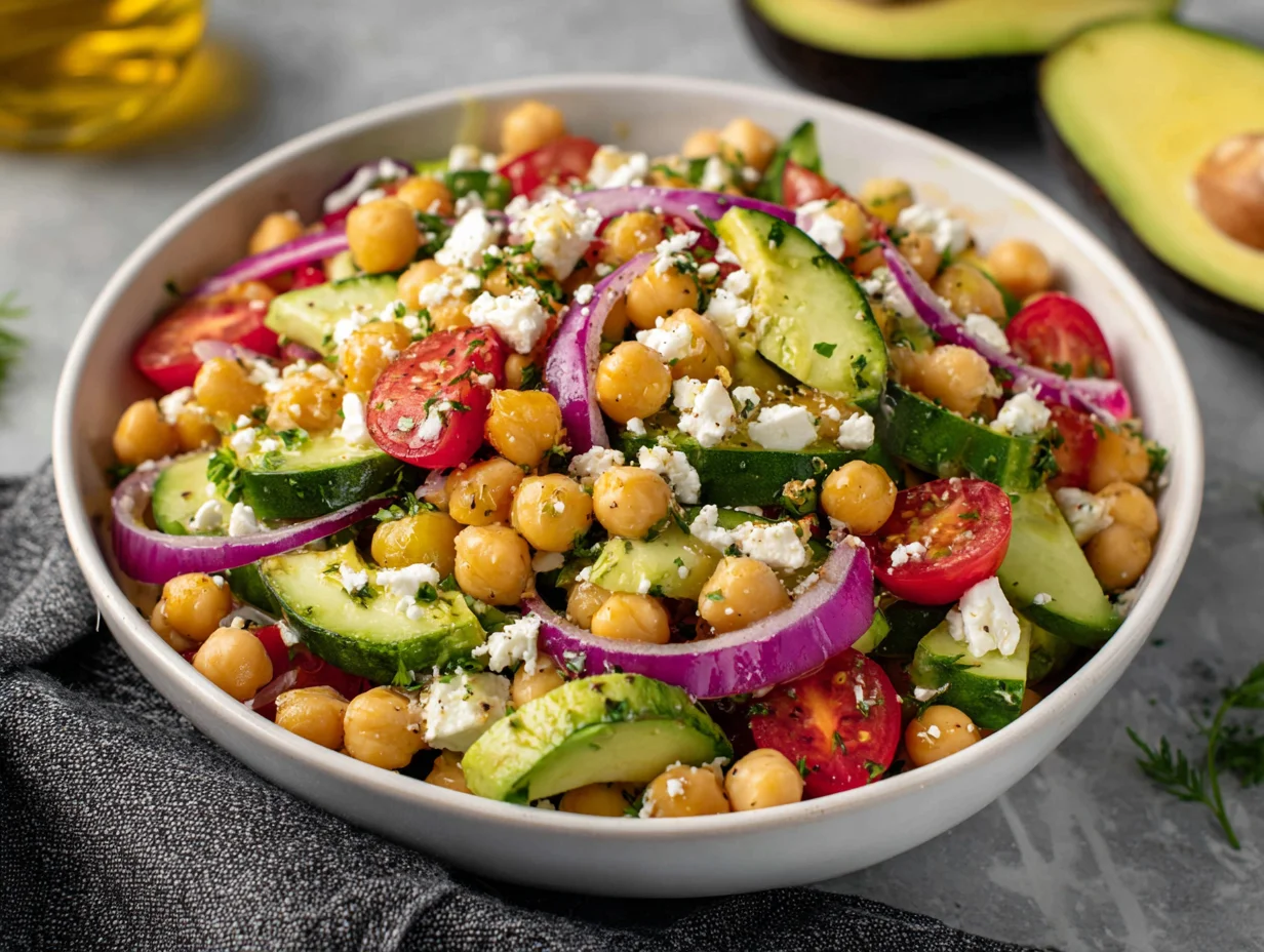 Chickpea Feta Avocado Salad
