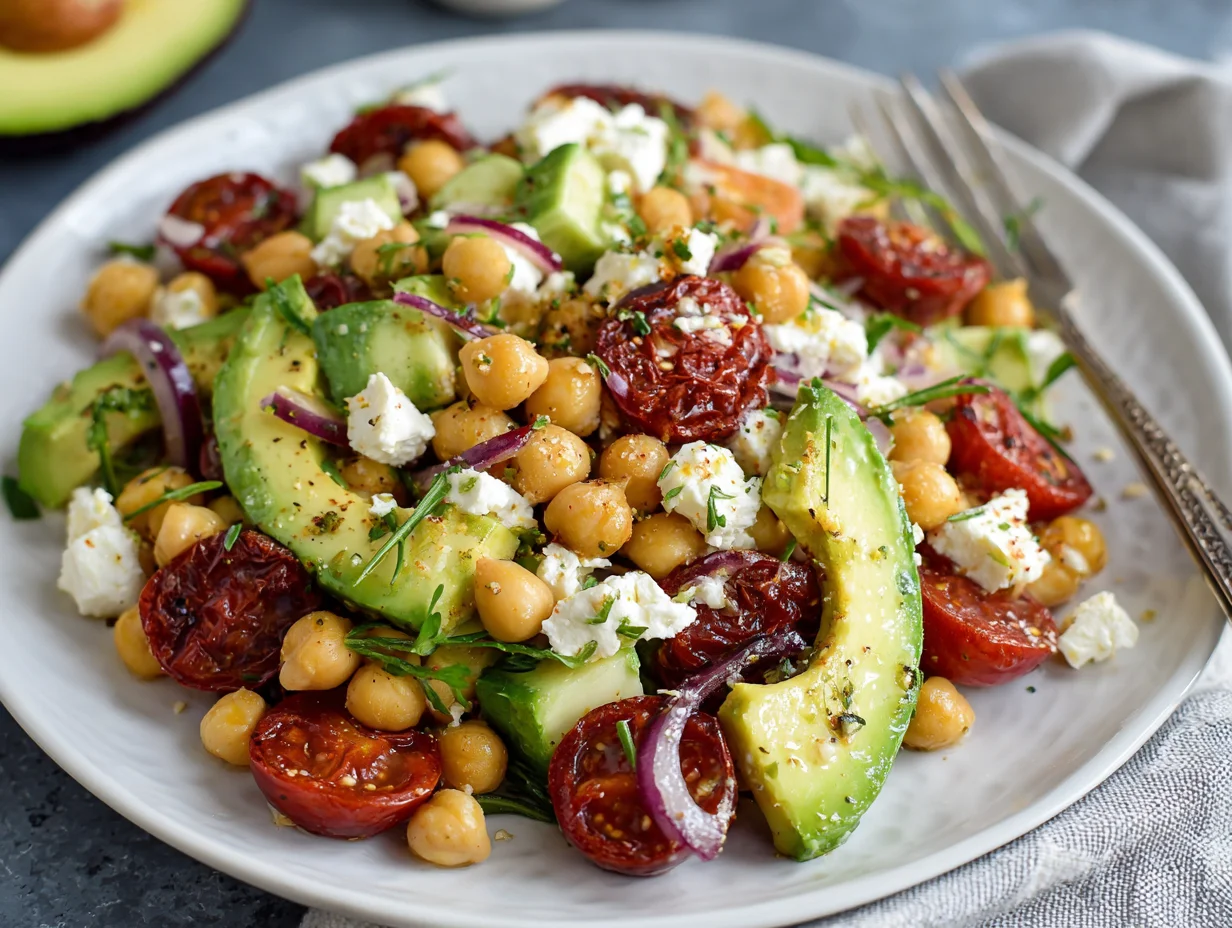Chickpea Feta Avocado Salad