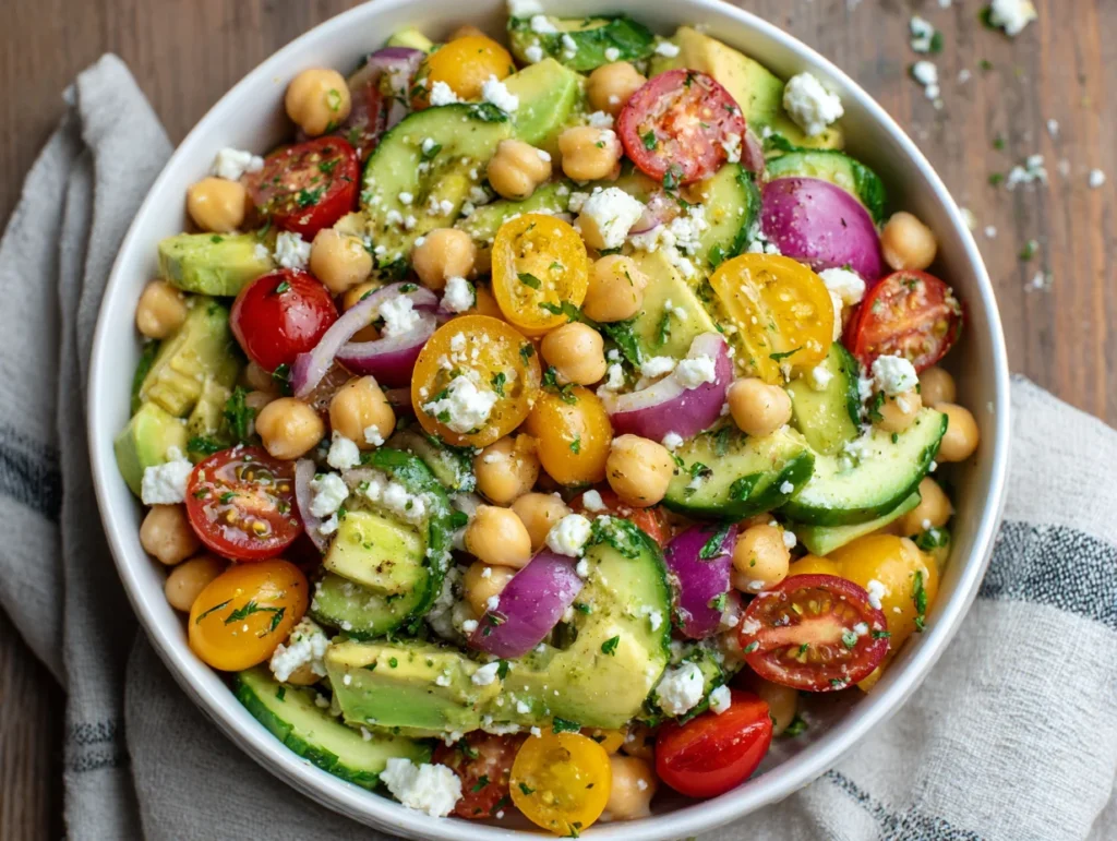 Chickpea Feta Avocado Salad