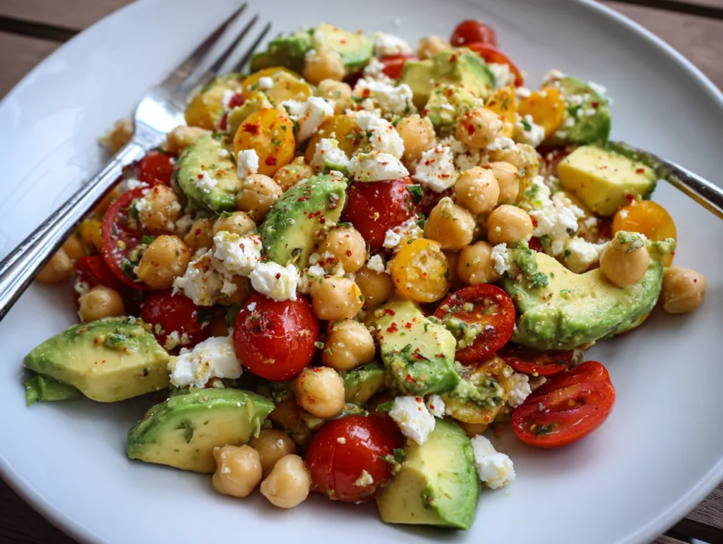 Chickpea Feta Avocado Salad