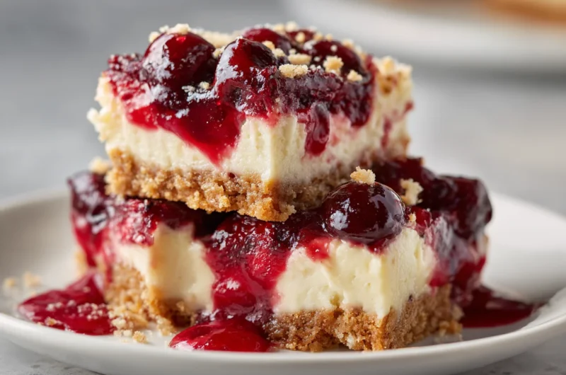 Festive Christmas Cherry Cheesecake Bars Recipe