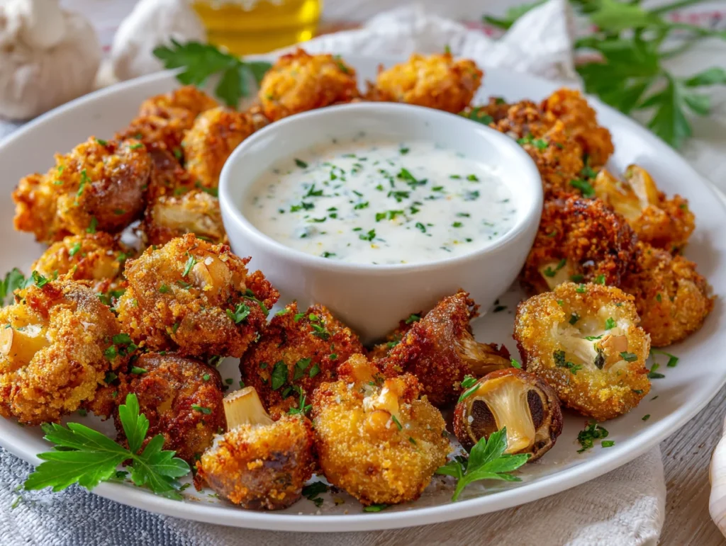 Crispy Fried Mushrooms with Ranch Dip