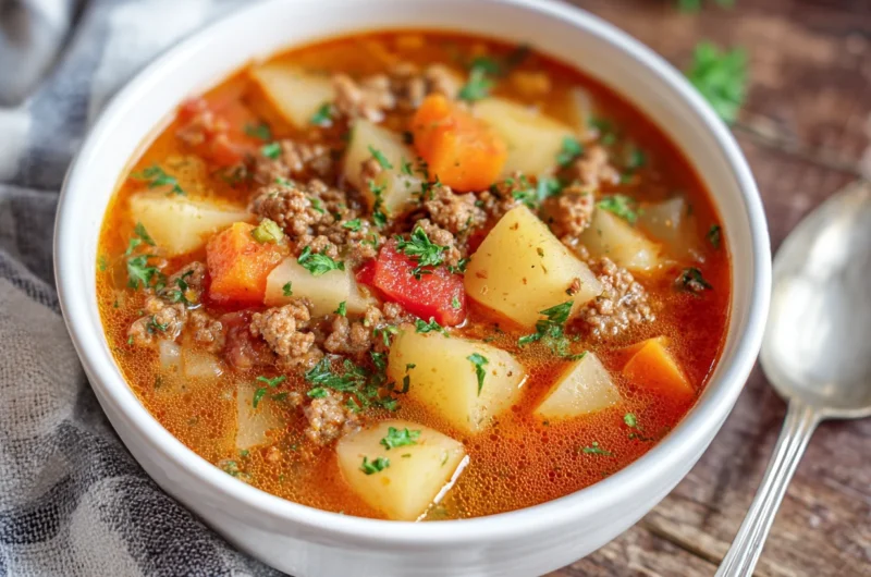 Comforting Crock Pot Hamburger Potato Soup Recipe