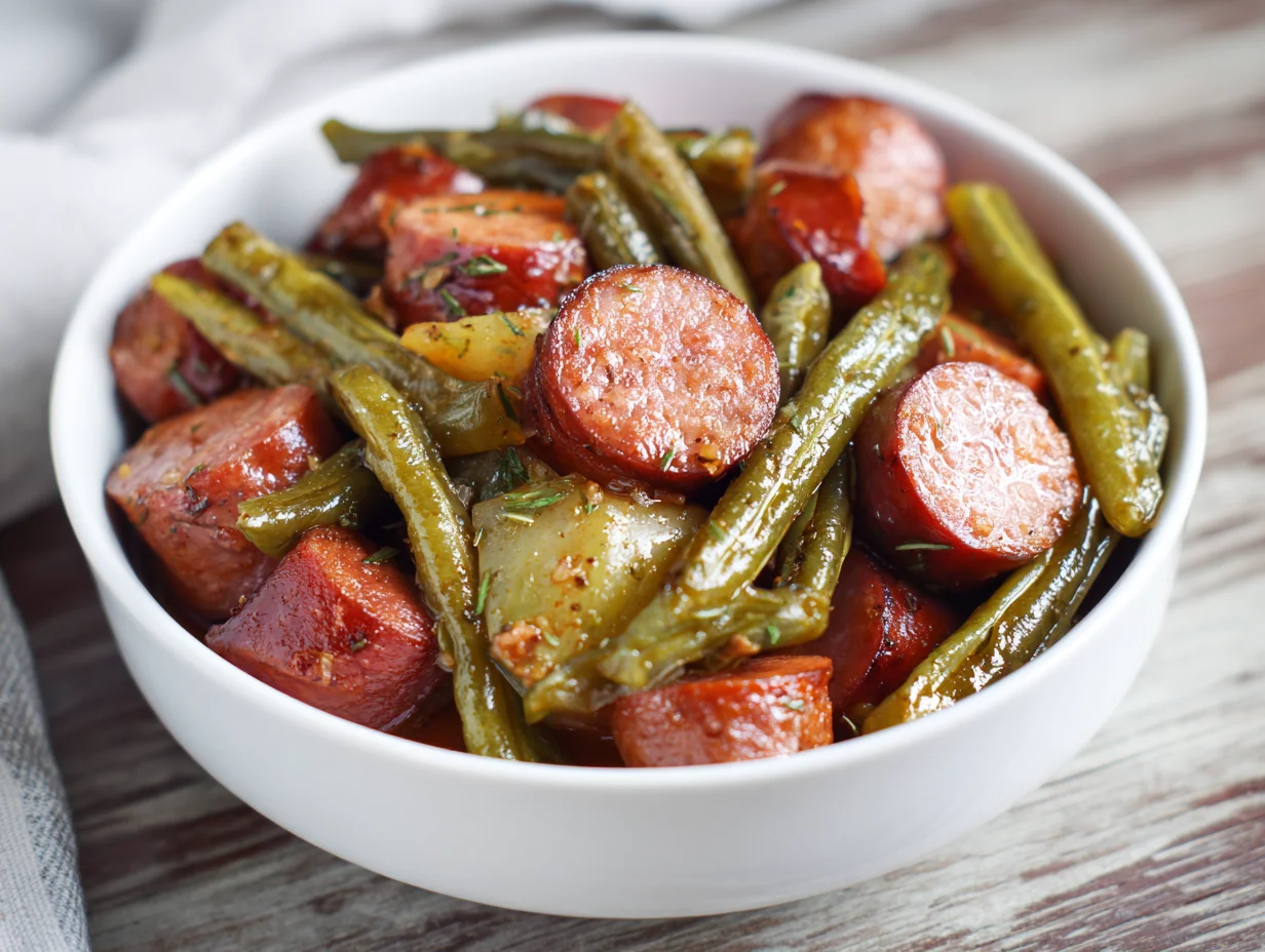 Crockpot Kielbasa and Green Beans