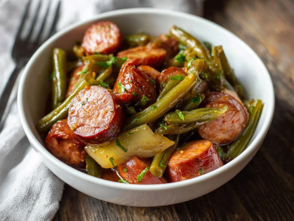 Crockpot Kielbasa and Green Beans