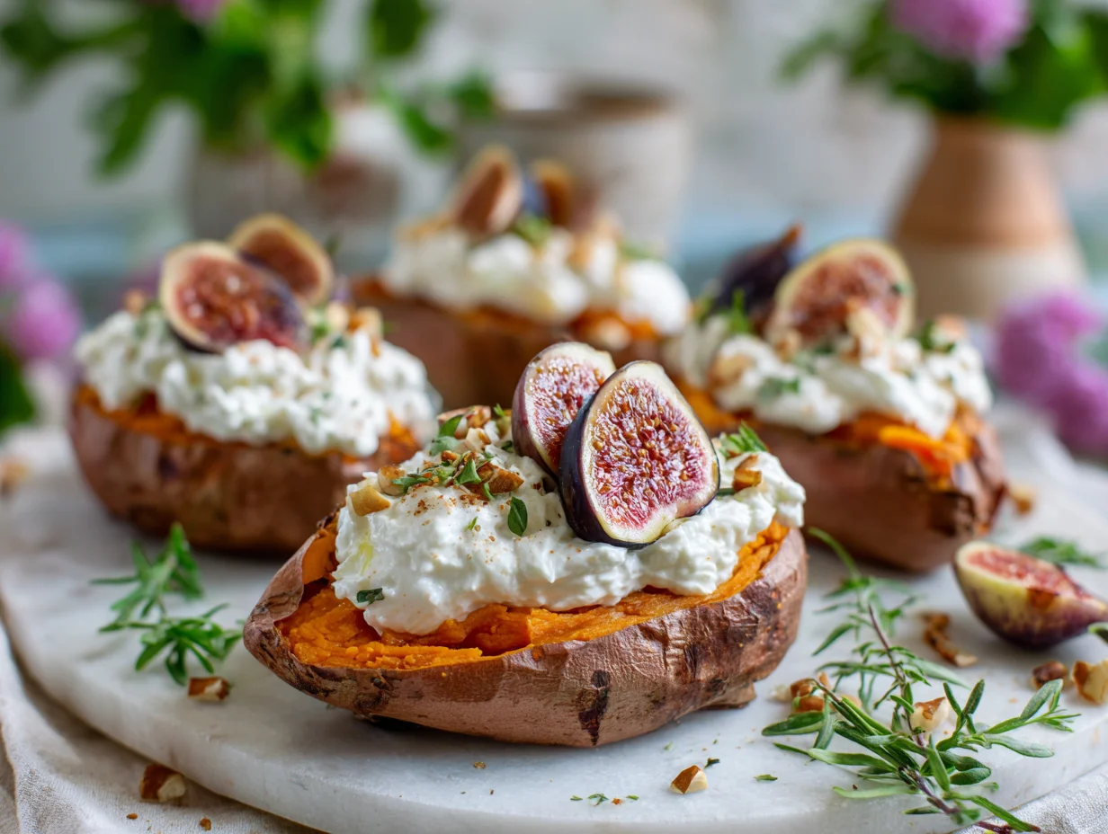 Easter Brunch Stuffed Sweet Potatoes with Whipped Ricotta Fig