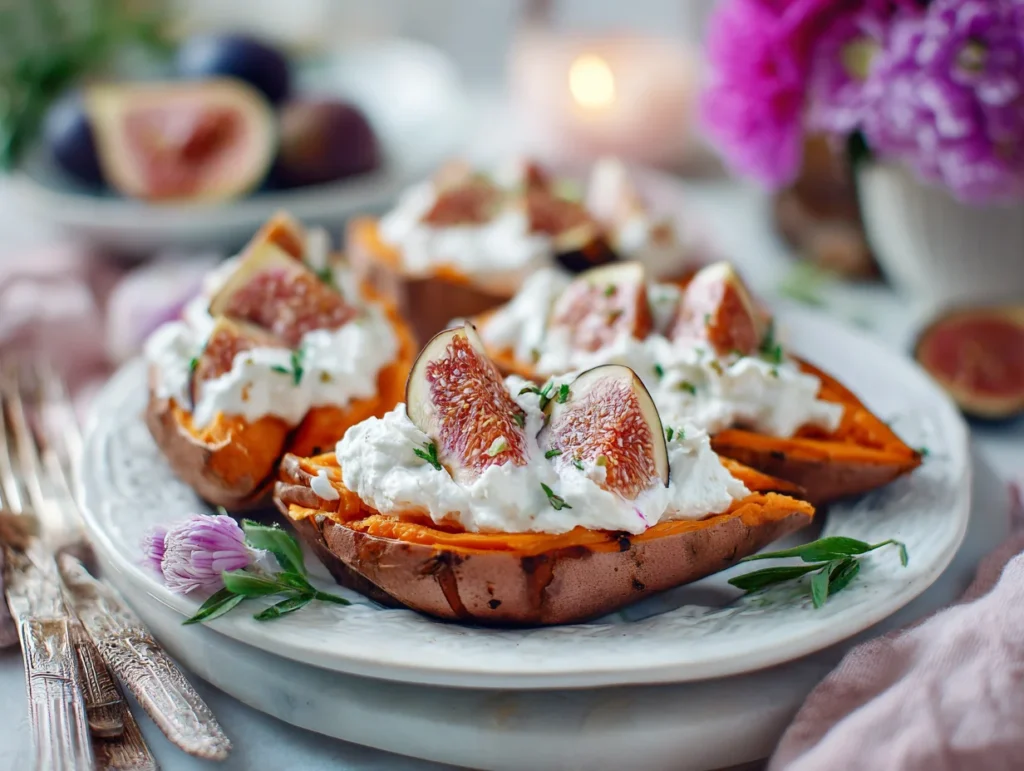 Easter Brunch Stuffed Sweet Potatoes with Whipped Ricotta Fig