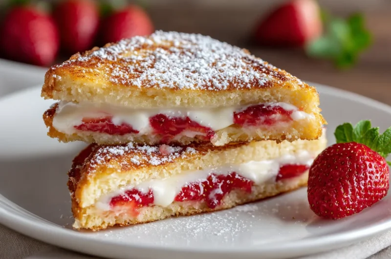 Indulgent Fried Strawberry Cheesecake Sandwiches Recipe