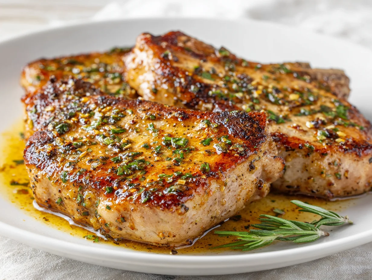 Garlic Butter Pan Seared Pork Chops