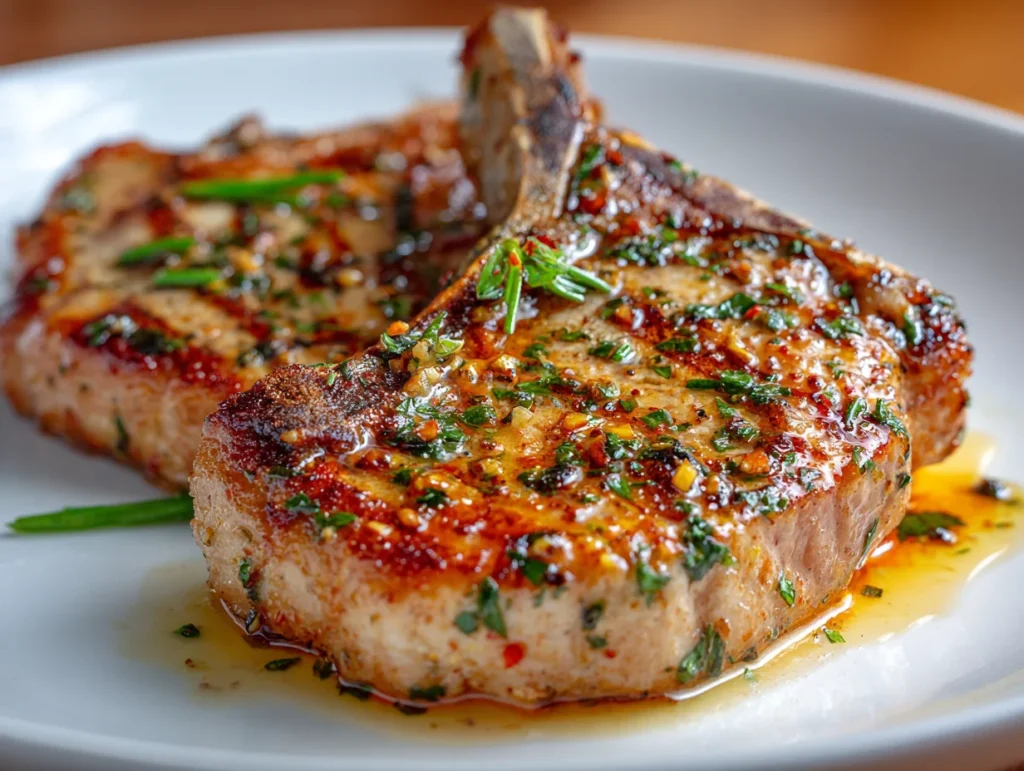 Garlic Butter Pan Seared Pork Chops