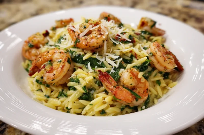 Buttery Garlic Butter Shrimp and Spinach Orzo Recipe