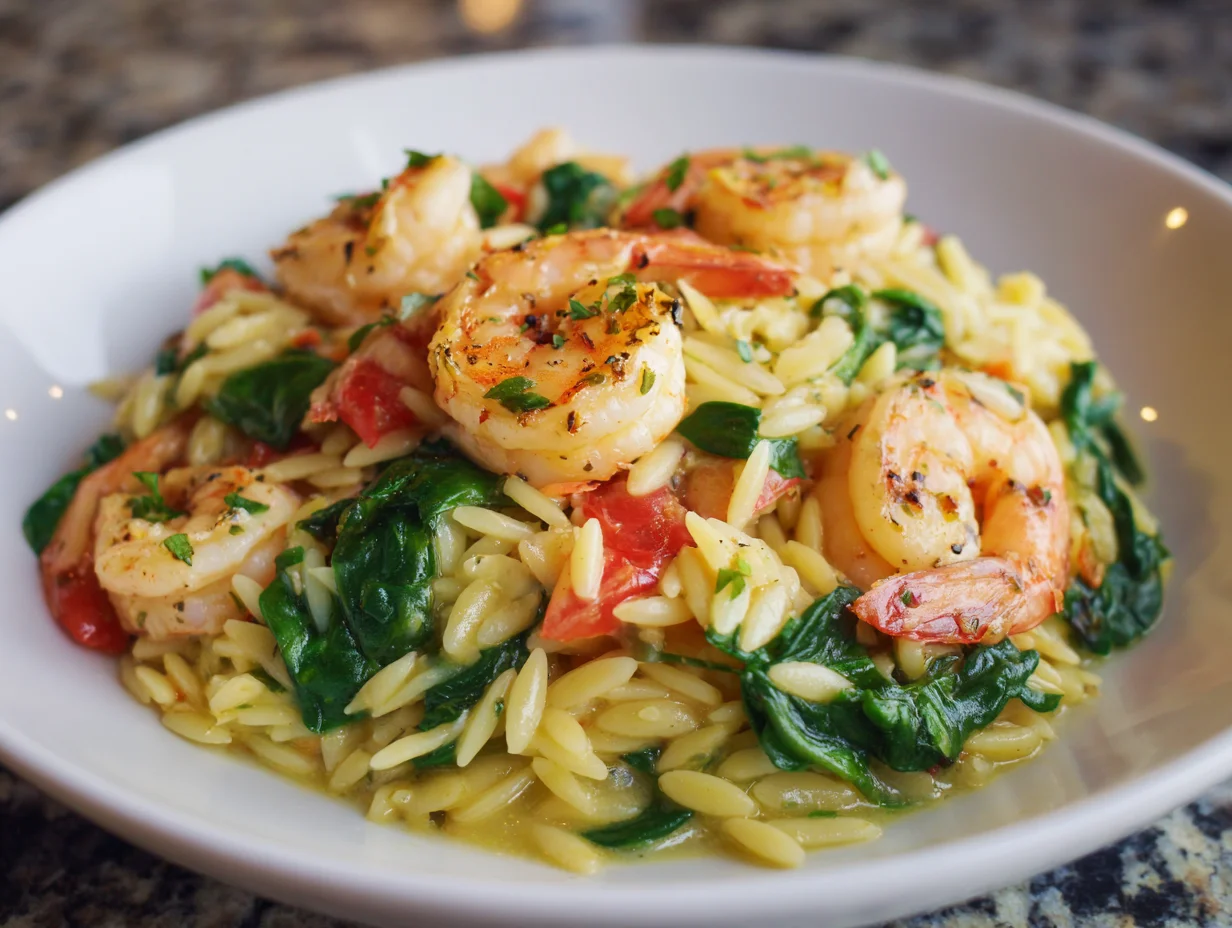 Garlic Butter Shrimp and Spinach Orzo