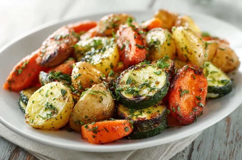 Garlic Herb Roasted Potatoes Carrots and Zucchini Recipe