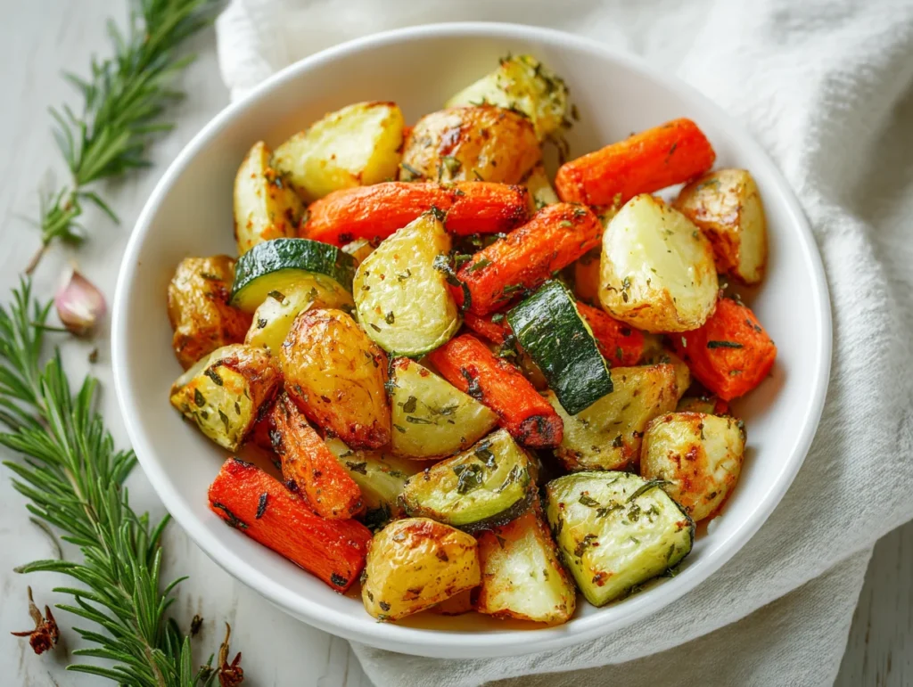 Garlic Herb Roasted Potatoes Carrots and Zucchini