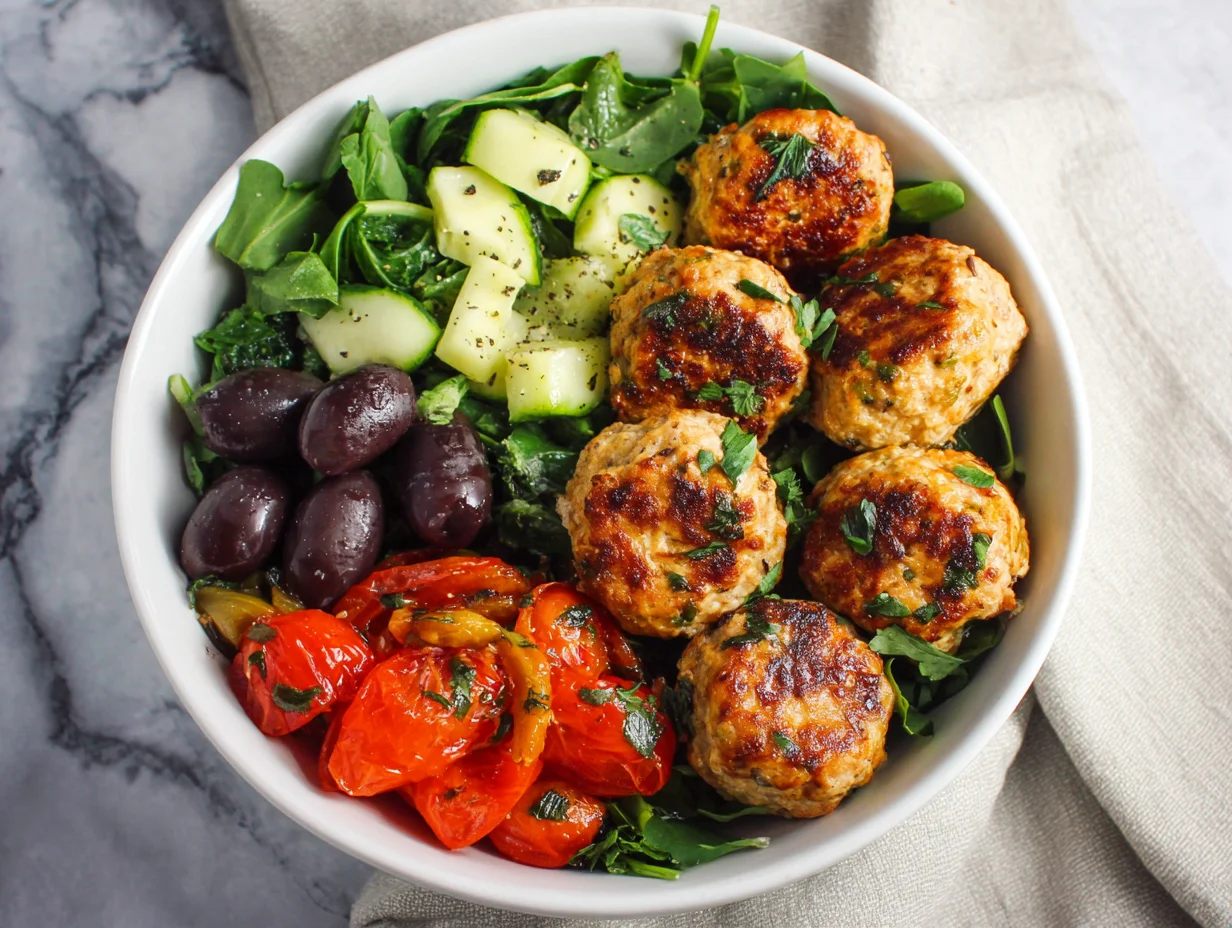 Mediterranean Chicken Meatball Bowls