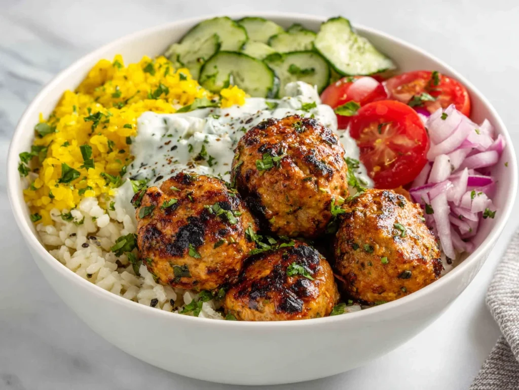 Mediterranean Chicken Meatball Bowls