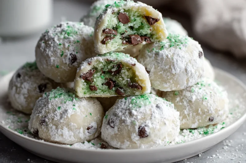 Festive Mint Chocolate Chip Snowball Cookies Recipe