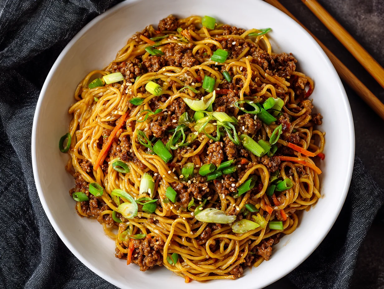 Mongolian Ground Beef Noodles