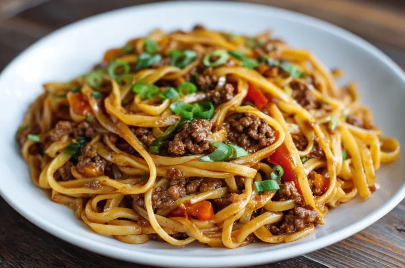 Savory Mongolian Ground Beef Noodles Recipe