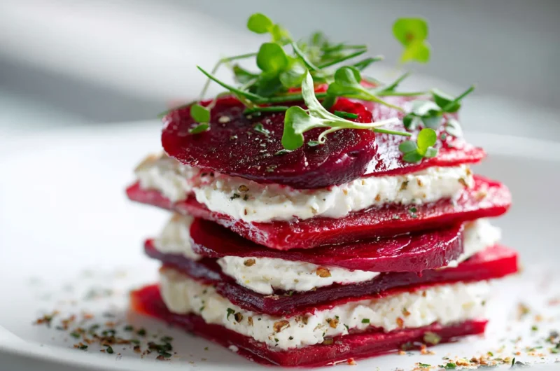 Layered Roasted Beet Feta Napoleons Recipe