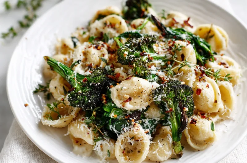Flavorful Skillet Ricotta Pasta with Roasted Broccoli and Spinach Recipe