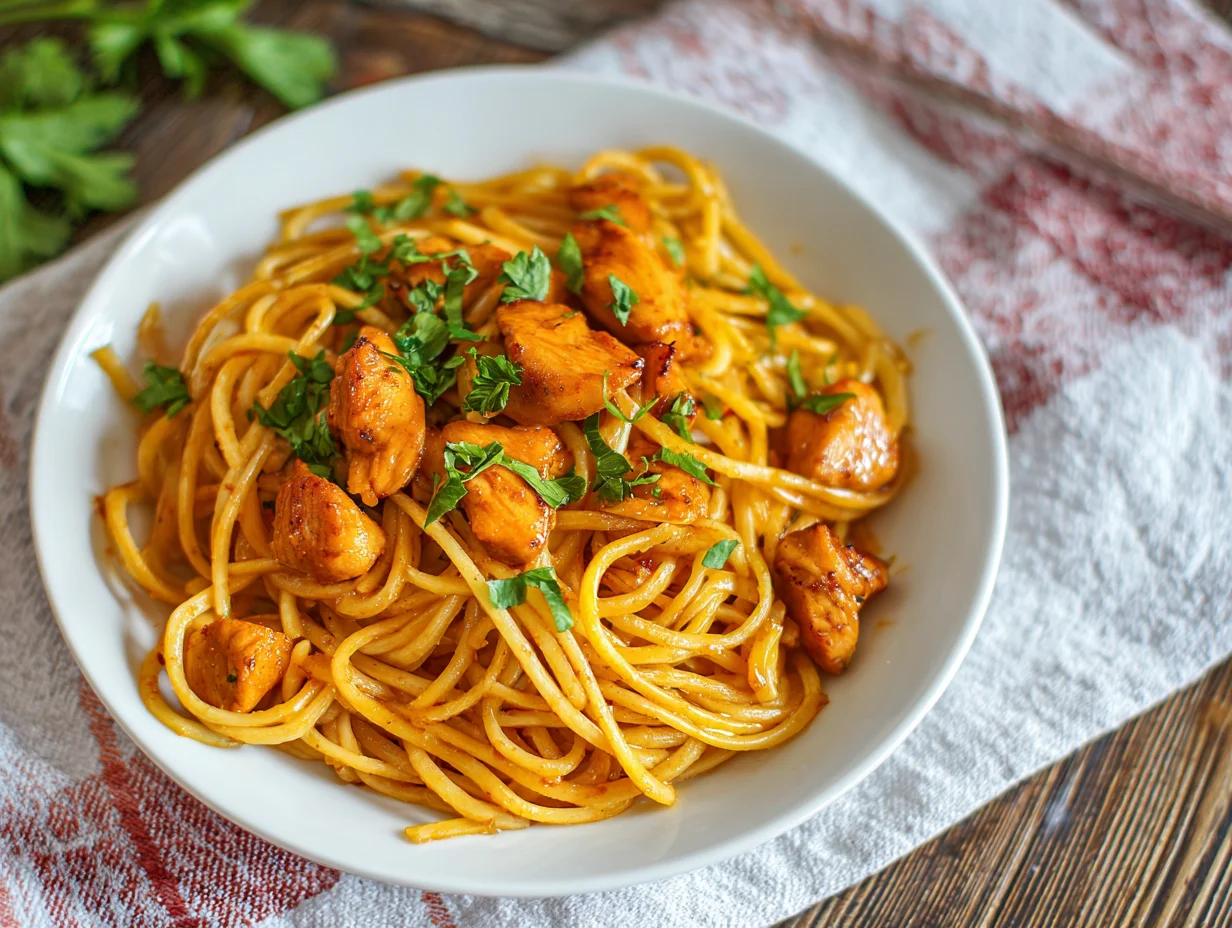 Spicy Honey Garlic Chicken Pasta
