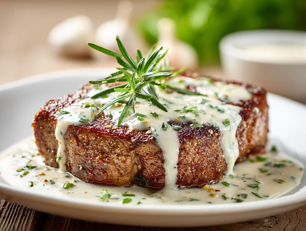 Steak with Creamy Garlic Sauce