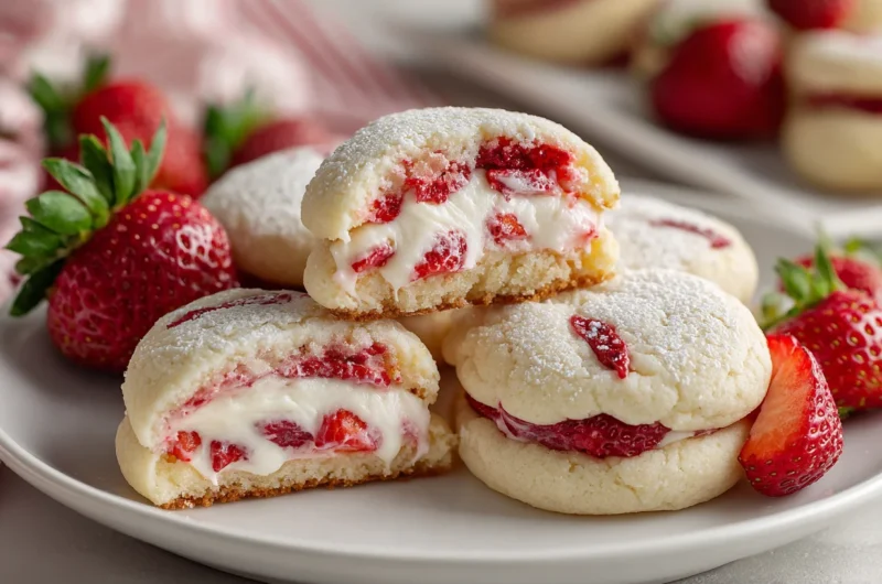 Soft Strawberry Cheesecake Stuffed Cookies Recipe