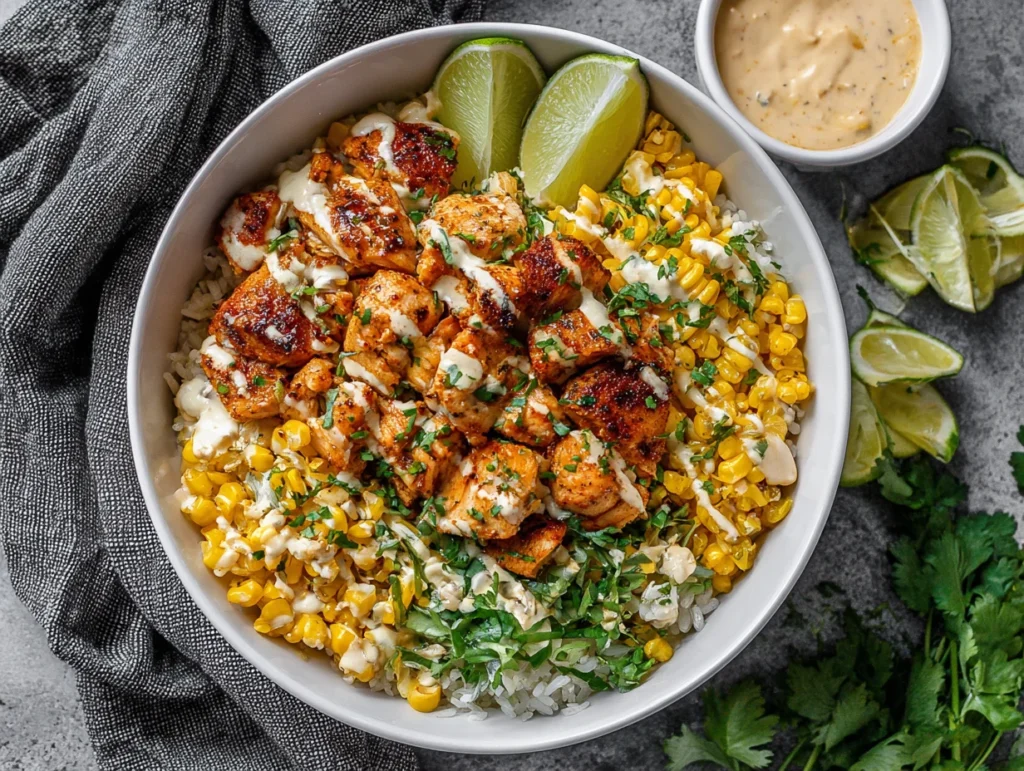 Street Corn Chicken Rice Bowl