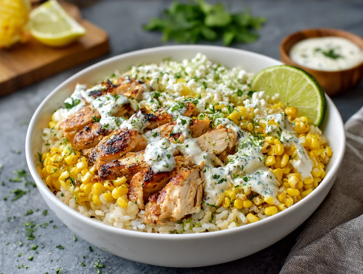 Street Corn Chicken Rice Bowl
