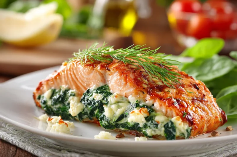 Savory Stuffed Salmon with Spinach and Cheese Recipe