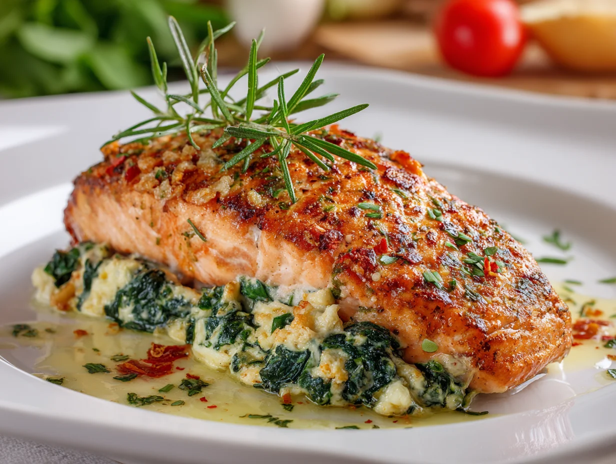 Stuffed Salmon with Spinach and Cheese