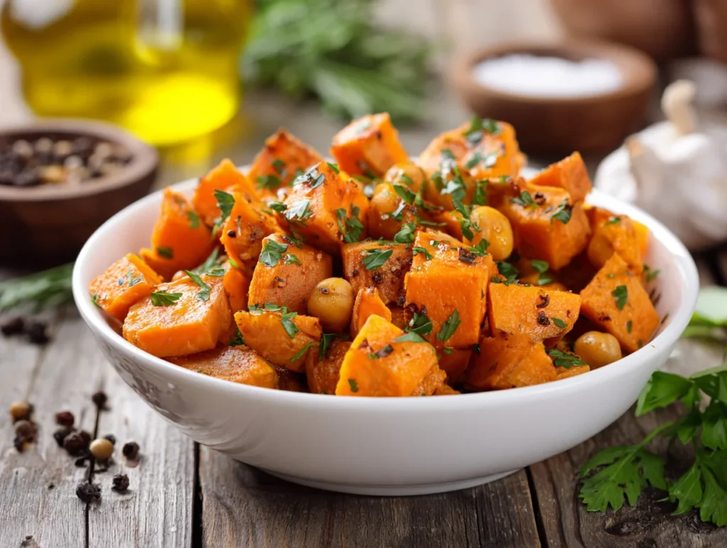 Sweet Potatoes with Tahini Butter Chickpeas