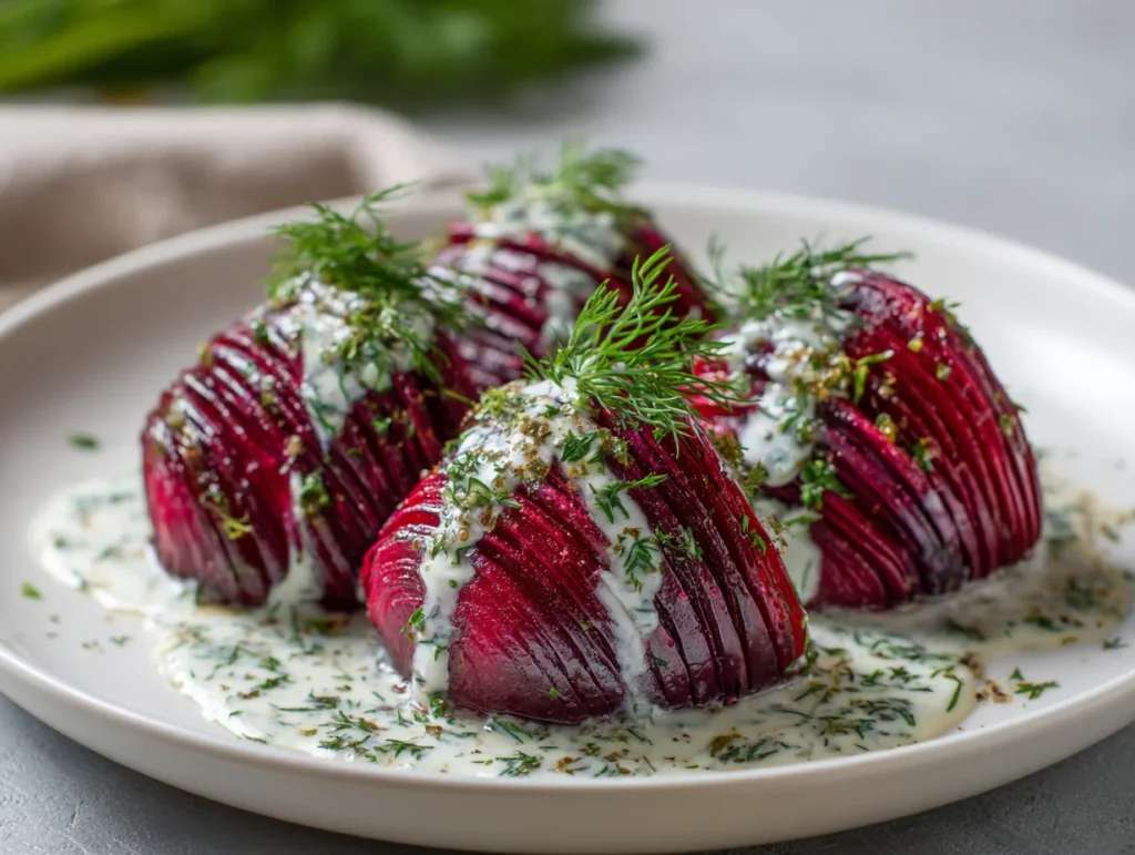 Hasselback Beets with Dill Dressing