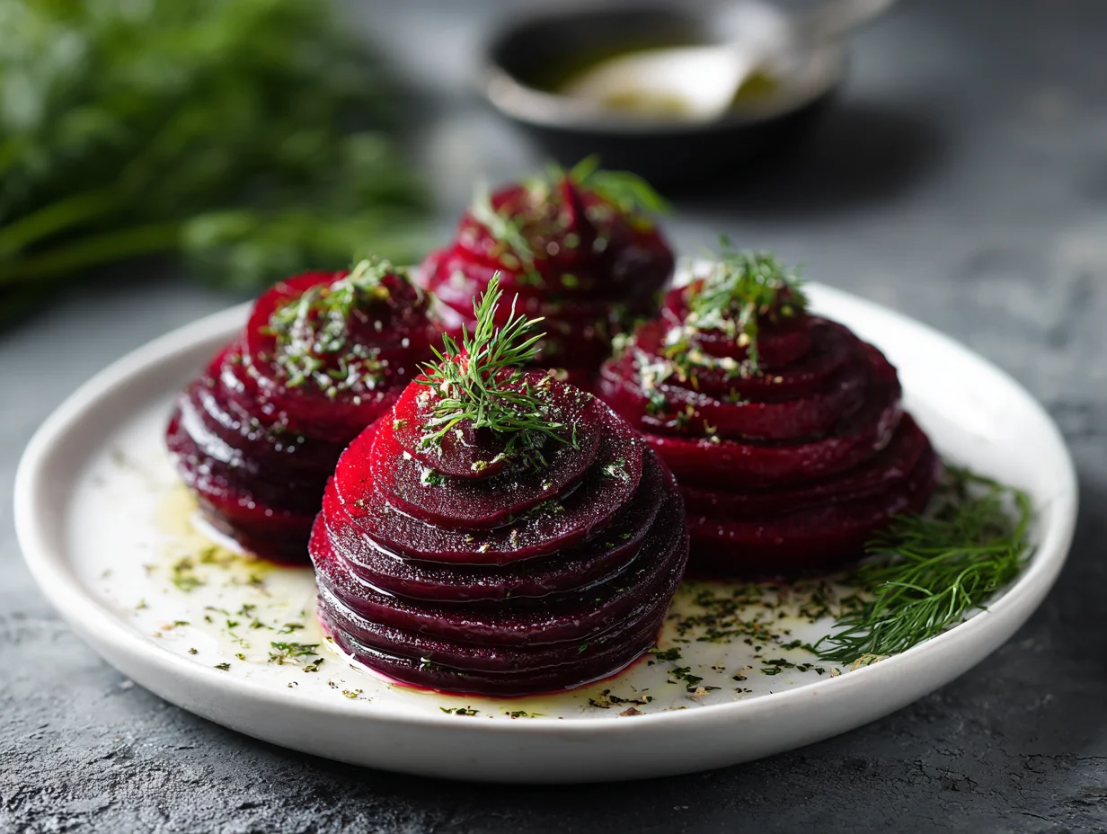 Hasselback Beets with Dill Dressing