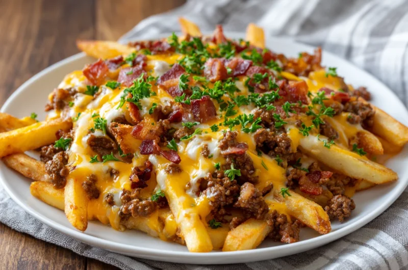 Loaded Fries with Cheesy Beef and Bacon Recipe
