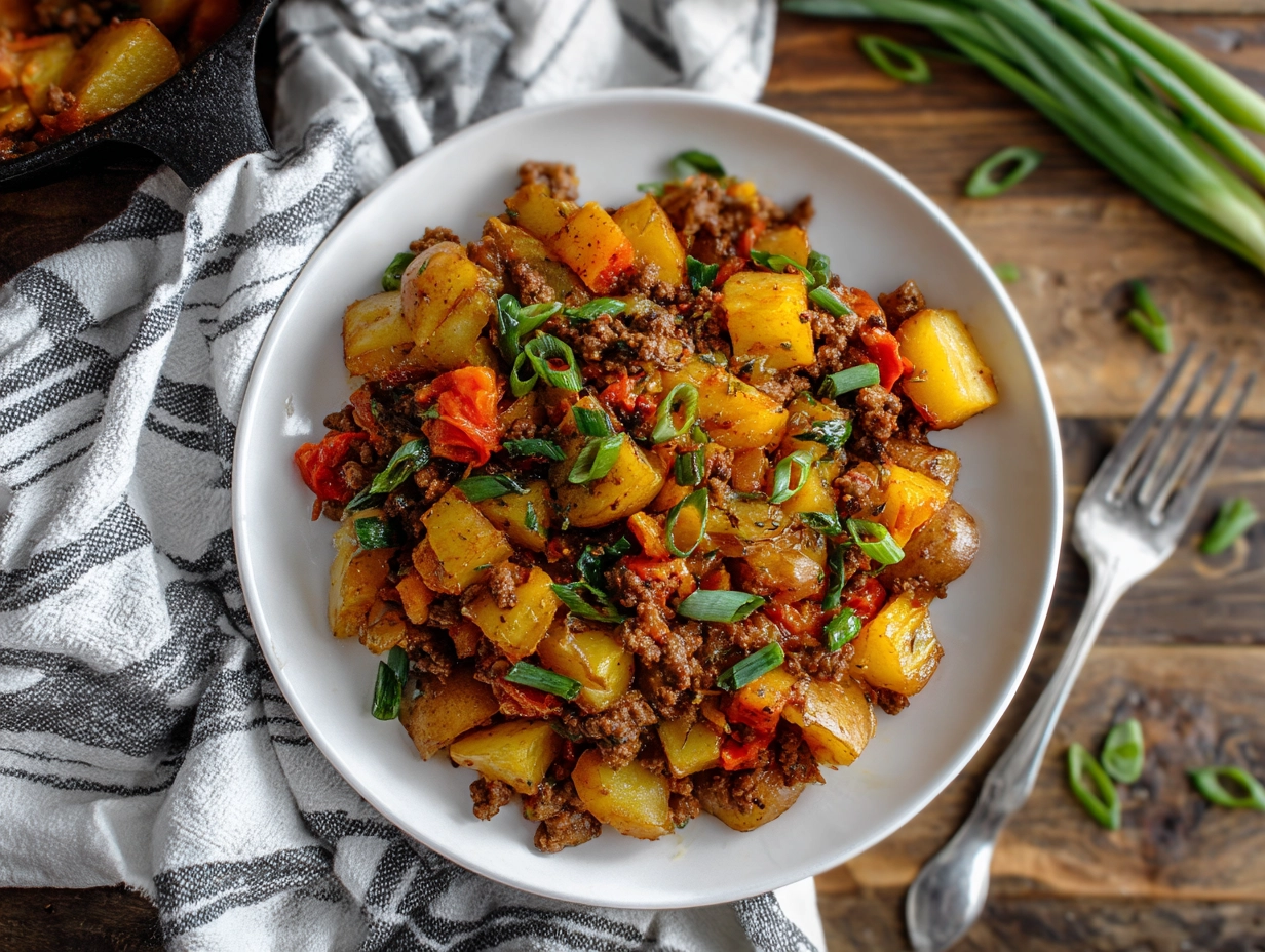 Loaded Ground Beef Potato Skillet