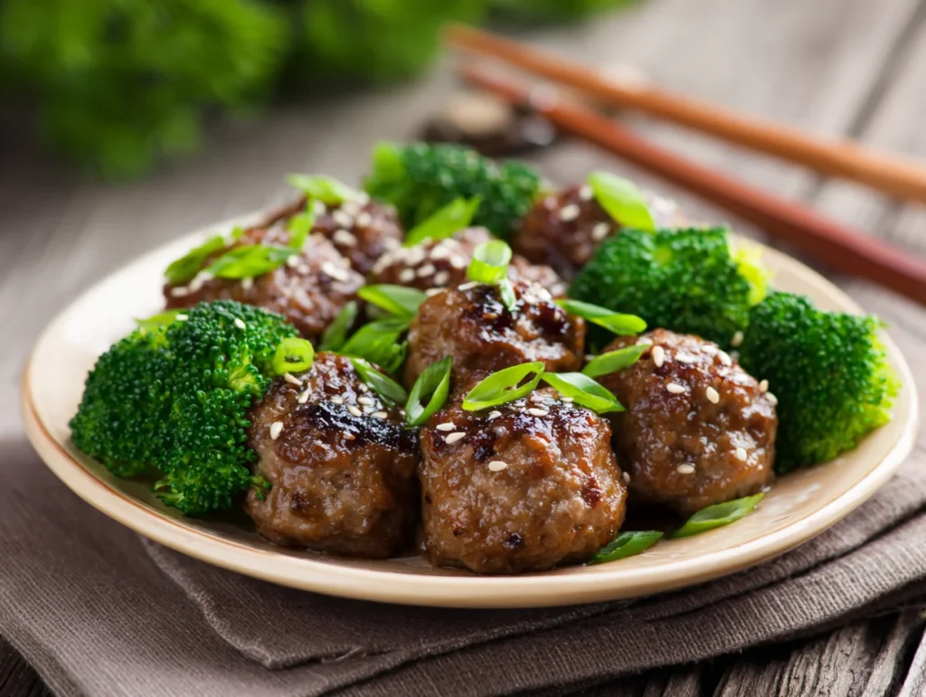 Mongolian Meatballs and Broccoli