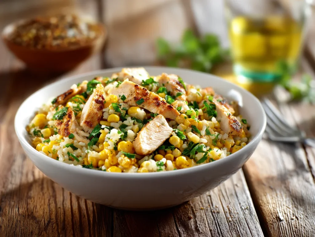 Street Corn Chicken Rice Bowl