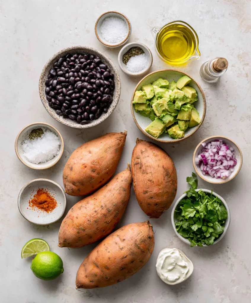 Stuffed Sweet Potato with Avocado Black Beans