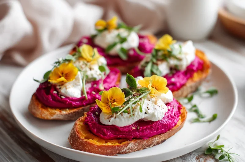 Sweet Potato Toast with Beet Hummus Burrata Recipe