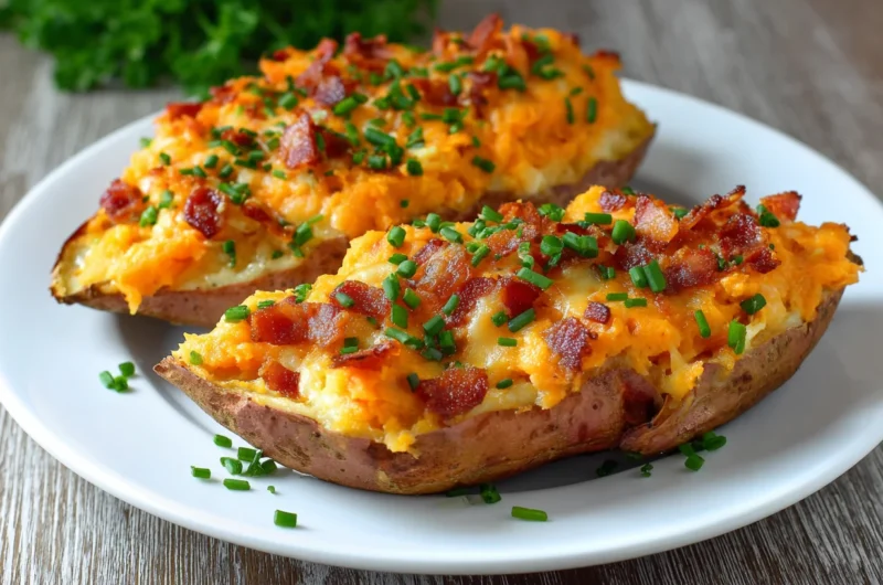 Golden Twice Baked Sweet Potatoes Recipe